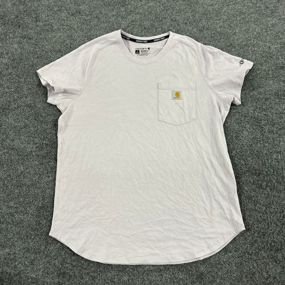 Carhartt T-Shirt Womens Size L Lavender Force Relaxed Fit Pocket TK6650-W Tee